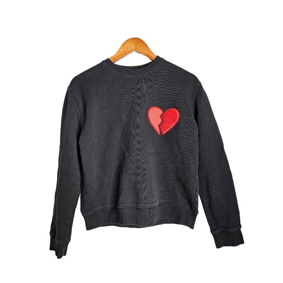 2/$35- MSGM Felpa Red Broken Heart Black Sweatshirt Size L - Picture 1 of 12